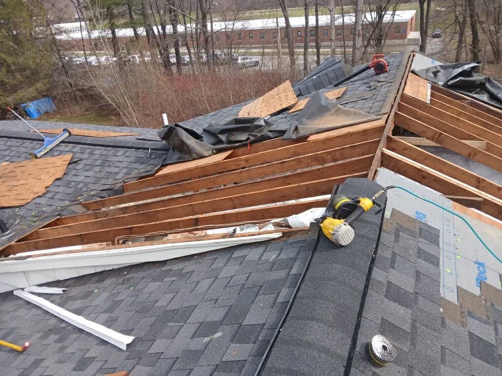 Roof structure opened during major repair